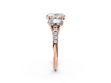 Rose gold Three-Stone Fancy Green Oval Cut Diamond Ring with Pavé Band and Prong Setting_84