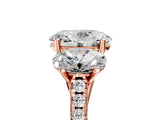 Rose gold Three-Stone Fancy Green Oval Cut Diamond Ring with Pavé Band and Prong Setting_87