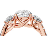 Rose gold Three-Stone Fancy Green Oval Cut Diamond Ring with Pavé Band and Prong Setting_98