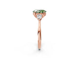 Rose gold Three-Stone Fancy Green Oval Cut Diamond Ring with Pear  Side Stones in Four-Prong Setting_38