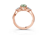 Rose gold Three-Stone Fancy Green Oval Cut Diamond Ring with Pear  Side Stones in Four-Prong Setting_39