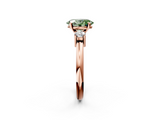 Rose gold Three-Stone Fancy Green Oval  Cut Diamond Solitaire with Prong Setting and Classic Band_44