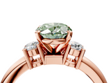 Rose gold Three-Stone Fancy Green Oval  Cut Diamond Solitaire with Prong Setting and Classic Band_46