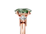 Rose gold Three-Stone Fancy Green Oval  Cut Diamond Solitaire with Prong Setting and Classic Band_47
