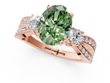 Rose gold Three-Stone Fancy Green Oval  Cut Diamond Twist Band with Prong Setting_38