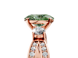 Rose gold Three-Stone Fancy Green Oval  Cut Diamond Twist Band with Prong Setting_42