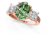 Rose gold Three-Stone Fancy Green Oval  Cut Solitaire Ring with Prong Setting_4