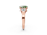 Rose gold Three-Stone Fancy Green Oval  Cut Solitaire Ring with Prong Setting_5