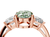 Rose gold Three-Stone Fancy Green Oval  Cut Solitaire Ring with Prong Setting_7