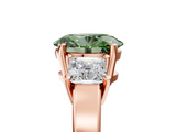Rose gold Three-Stone Fancy Green Oval  Cut Solitaire Ring with Prong Setting_8