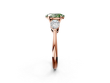 Rose gold Three-Stone Fancy Green Oval  Diamond Ring with Pear Side Stones in Four-Prong Setting_27