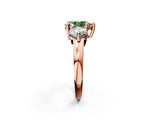 Rose gold Three-Stone Fancy Green Pear  Brilliant Cut Solitaire Ring with Prong Setting on a Classic Band 3