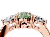 Rose gold Three-Stone Fancy Green Pear  Brilliant Cut Solitaire Ring with Prong Setting on a Classic Band 5