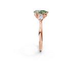 Rose gold Three-Stone Fancy Green Pear Cut Brilliant Diamond Solitaire Ring with Tapered Band and Four-Prong Setting_16