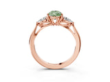 Rose gold Three-Stone Fancy Green Pear Cut Brilliant Diamond Solitaire Ring with Tapered Band and Four-Prong Setting_17