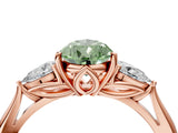Rose gold Three-Stone Fancy Green Pear Cut Brilliant Diamond Solitaire Ring with Tapered Band and Four-Prong Setting_18
