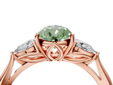 Rose gold Three-Stone Fancy Green Pear Cut Brilliant Diamond Solitaire Ring with Tapered Band and Four-Prong Setting_7