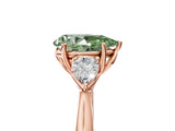 Rose gold Three-Stone Fancy Green Pear Cut Brilliant Diamond Solitaire Ring with Tapered Band and Four-Prong Setting_8