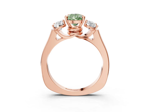 Rose gold Three-Stone Fancy Green Pear Cut Brilliant Diamond Trellis Ring with Comfort Fit Band_3