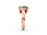 Rose gold Three Stone Fancy Green Pear Cut Cut Channel Set Diamond Ring_2