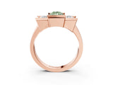 Rose gold Three Stone Fancy Green Pear Cut Cut Channel Set Diamond Ring_3