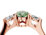 Rose gold Three-Stone Fancy Green Pear Cut Cut Classic Band Prong Setting Ring_4