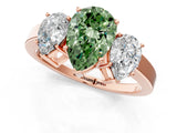 Rose gold Three-Stone Fancy Green Pear Cut Cut Diamond Engagement Ring with Flat Band and Four-Prong Setting_13