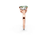 Rose gold Three-Stone Fancy Green Pear Cut Cut Diamond Engagement Ring with Flat Band and Four-Prong Setting_14