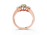 Rose gold Three-Stone Fancy Green Pear Cut Cut Diamond Engagement Ring with Flat Band and Four-Prong Setting_15
