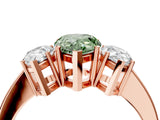 Rose gold Three-Stone Fancy Green Pear Cut Cut Diamond Engagement Ring with Flat Band and Four-Prong Setting_16