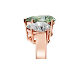 Rose gold Three-Stone Fancy Green Pear Cut Cut Diamond Engagement Ring with Flat Band and Four-Prong Setting_17