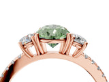 Rose gold Three-Stone Fancy Green Pear Cut Cut Diamond Pavé Band with Prong Setting_22