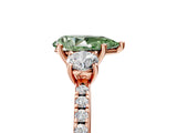 Rose gold Three-Stone Fancy Green Pear Cut Cut Diamond Pavé Band with Prong Setting_23