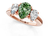 Rose gold Three-Stone Fancy Green Pear Cut Cut Diamond Ring with Channel Set Band and Four-Prong Setting_25