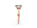 Rose gold Three-Stone Fancy Green Pear Cut Cut Diamond Ring with Channel Set Band and Four-Prong Setting_26
