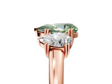 Rose gold Three-Stone Fancy Green Pear Cut Cut Diamond Ring with Channel Set Band and Four-Prong Setting_29