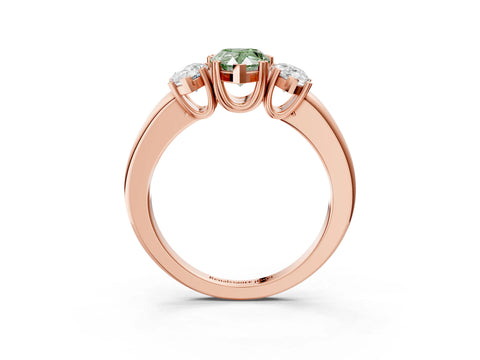 Rose gold Three-Stone Fancy Green Pear Cut Cut Diamond Ring with Channel Set Band and Four-Prong Setting_3