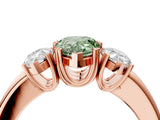 Rose gold Three-Stone Fancy Green Pear Cut Cut Diamond Ring with Channel Set Band and Four-Prong Setting_4
