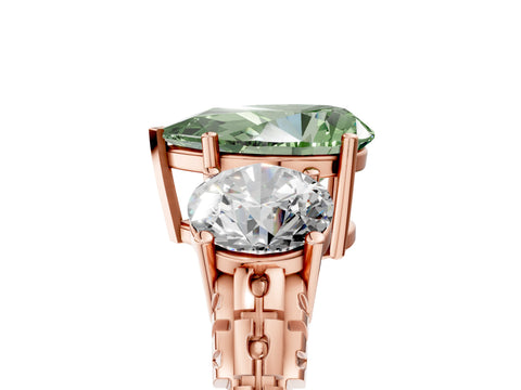 Rose gold Three-Stone Fancy Green Pear Cut Cut Diamond Ring with Channel-Set Band and Prong Setting_5