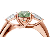 Rose gold Three-Stone Fancy Green Pear Cut Cut Diamond Ring with Trillion Side Stones and Four-Prong Setting_7