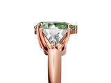 Rose gold Three-Stone Fancy Green Pear Cut Cut Diamond Ring with Trillion Side Stones and Four-Prong Setting_8