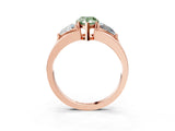 Rose gold Three-Stone Fancy Green Pear Cut Cut Diamond Ring with Trillion Side Stones on a Split Shank Band_3