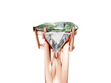 Rose gold Three-Stone Fancy Green Pear Cut Cut Diamond Ring with Trillion Side Stones on a Split Shank Band_5