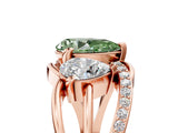 Rose gold Three-Stone Fancy Green Pear Cut Cut Diamond Split Shank Prong Set Ring_5