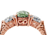 Rose gold Three-Stone Fancy Green Pear Cut Cut Milgrain Band Prong Setting Ring_4
