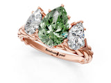 Rose gold Three-Stone Fancy Green Pear Cut Diamond Braided Band Ring with Four-Prong Setting_41