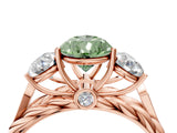 Rose gold Three-Stone Fancy Green Pear Cut Diamond Braided Band Ring with Four-Prong Setting_44