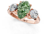 Rose gold Three-Stone Fancy Green Pear Cut Diamond Channel Set Engagement Ring with Prong Setting_13