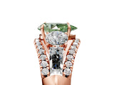 Rose gold Three-Stone Fancy Green Pear Cut Diamond Engagement Ring with Pave Band and Prong Setting_5