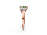 Rose gold Three-Stone Fancy Green Pear Cut Diamond Engagement Ring with Prong Setting_5